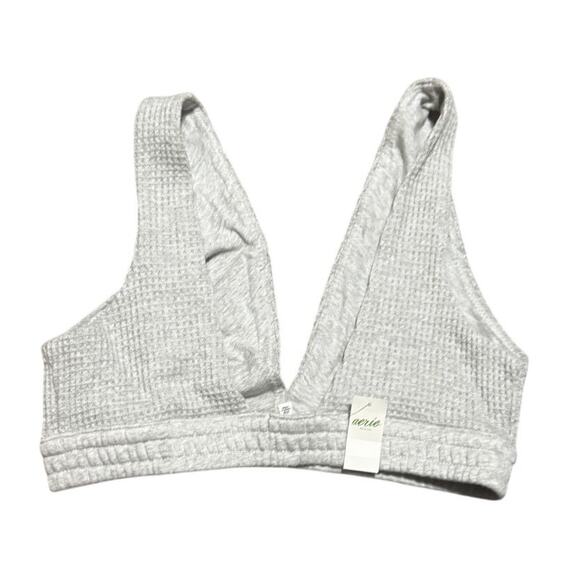 NWT Aerie Waffle Knit Sleep Bra Bralette Lounge Top Gray M - Picture 2 of 4